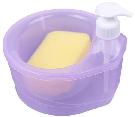 siduytin Distributeur de Liquide Vaisselle 2 en 1 avec Porte-éponge intégré. Idéal pour la Cuisine et la Vaisselle. Distributeur à Pompe pour Le Plan de Travail.