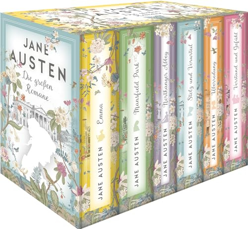 Jane Austen, Die großen Romane: Verstand und Gefühl - Stolz und Vorurteil - Mansfield Park - Emma - Northanger Abbey - Überredung (6 Bände im Schuber)