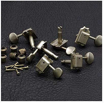 Gotoh 6 in line vintage-style tuners aged nickel finish