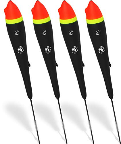 4er Set Forellen Rasselposen aus Rohacell, schlank, schwarz, mit integrierter Rassel, Tragkraft Posen:3 Gramm