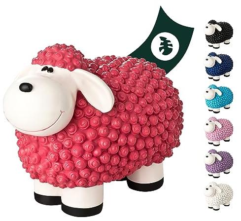 VERDOBA Mini Deko Schaf für den Garten, wetterfest - pinkes Deko-Schaf Molly - Gartenfigur Schafe Gartendeko außen Dekofiguren (Pink)