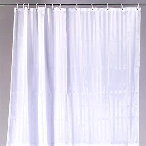 VINN DUNN Hotel Shower Curtain,Waterproof/Anti-Bacterial, White Polyester Stripe With Weighted Hem (180x180cm)