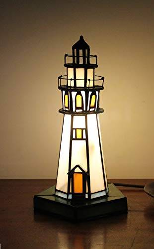 Tokira Vintage Tiffany Tischlampen Weiß Grün Turmleuchte, Tiffany Tischlampe Antik Original, E14 Glasmalerei Lampen Schlafzimmer Wohnzimmer(Ohne Glühbirnen)
