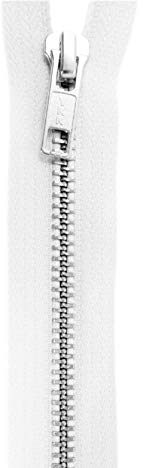 YKK teilbarer Reißverschluss aus silbernem Metall mit Zipper 501 Weiß 36 cm