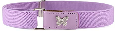 Ladeheid Kinder Gürtel Ohne Schnalle Elastischer Kindergürtel für Jungen und Mädchen 1-6 Jahre 34-65 cm P15G (Violett/Schmetterling)