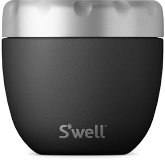 S'well Eats™ 2-en-1 bol avec couvercle, 636ml, Onyx, triple isolation et bouchon vissé étanche anti-fuite. Jusqu'à 11h froid/7h chaud.