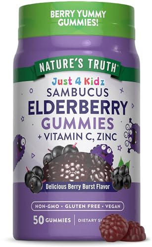 Nature's Truth Kids Elderberry Gummies | 50 Count | with Zinc and Vitamin C | Vegan, Non-GMO & Gluten Free Supplement