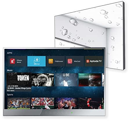 Soulaca 22 inch Smart Mirror TV for Bathroom/Hotel/Kitchen,1080P Waterpoof with Wi-Fi and Bluetooth, Integrated with Speakers, 2024 Model,22E-0BLS11024