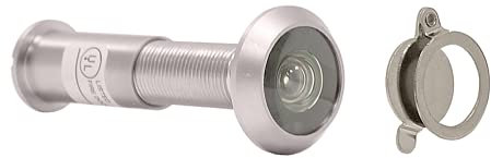 ZEROplus 200° Fire Rated Door Viewer & Cover for Steel Doors, UL Listed, Spy Peep Hole, US26D Satin Chrome Plated