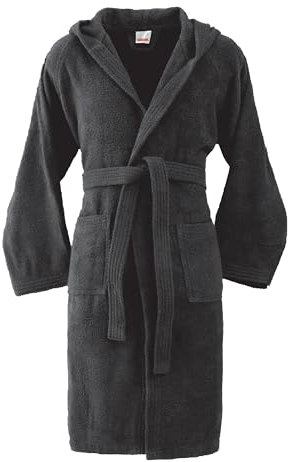 Bassetti, Accappatoio, Spugna 100% Cotone Pettinato, 360gsm, 58 cm x 60 cm, Taglia XXL, Tinta Unita, ANTRACITE - NERO