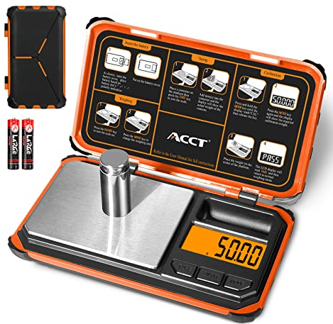 ACCT Precision Pocket Scale, 200gx0.01g jewelry gram scale, digital food scale with LCD display, one-click conversion 6 units, mini scale for kitchen/powder/herb/coins(Battery included)