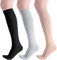 sinocare Stützstrümpfe Damen Medizinisch 3 Paar, Kompressionsstrümpfe Herren 23-32 mmHg, Compression Socks Kompressionsstrümpfe Klasse 2 Kompressionssocken (S/M, Schwarz/Fleisch/Grau)