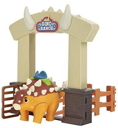 Giochi Preziosi Ranch Ankylosaurus, Playset Action mit Dinosaurier, der Dinosaurier ist handgefertigt und ca. 10 cm hoch, als TV-Blick, für Kinder ab 3 Jahren, DNA05100, wertvolle Spiele Mehrfarbig