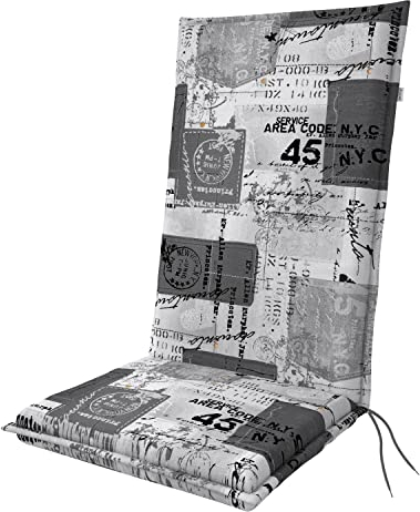 Doppler / Hochlehner Living/Gartenstuhlauflage/Hochlehner/Grau Weiß/ca. 119 x 48 x 6 cm
