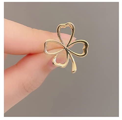 RAN Bijoux de Broche de trèfle à 4 Feuilles, Corsage en Alliage évidé Porte-Bonheur pour Femmes Filles vêtements décoration Femme Cadeau (Color : Gold, Size : 0.7 x 0.8)