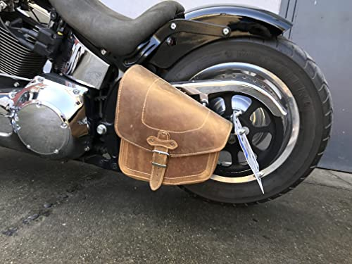 ORLETANOS Ledertasche Odin Hellbraun kompatibel mit Harley Davidson Softail Heritage Low Rider Breakout Fat Bob Street Bob Starrahmen HD Packtasche Reisekoffer