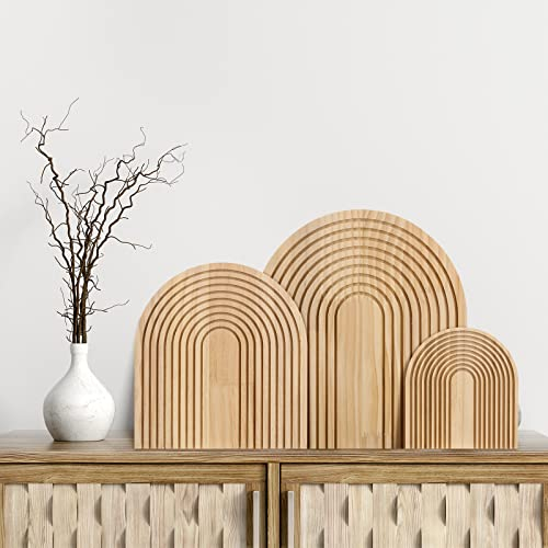 Dekoratives Schneidebrett aus Holz, Servierbrett, Holzschneidebrett, Boho-Bogen, Holzbrett, Holzwurst, dekoratives Holztablett für Zuhause, Küche, Dekoration, 3 Größen (Holz)