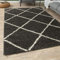 THE RUGS Shaggy Rug – Modern Moroccan Design Rugs for Living Room, Bedroom, Hallway, 3 cm Thick Area Rugs, (Diamond Dark Grey/Ivory, 180x270cm)