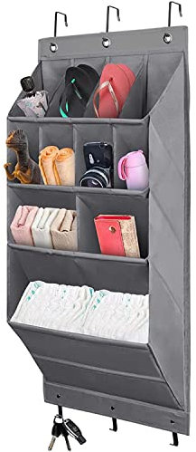 Over the Door Shoe Storage, Hanging Shoe Rack Storage with Deep Pocket for Narrow Closet and Dorm,Large Storage Compartments Storage Organizer for Shoes, Home Accessories etc.Grey (A-11 Pockets)