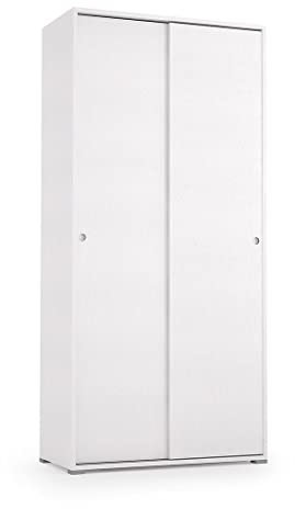 Kiamami Valentina Armoire Blanche Multi-usages à Double Porte coulissante avec 4 étagères réglables