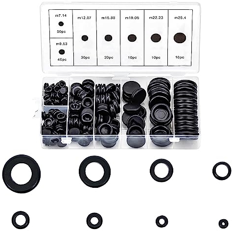 170 Piezas Arandelas de Goma, Tapones de Goma, Pasacables, Juntas Toricas, Juntas de Arandelas para Cables, Surtido de Ojales de Goma, Tapones de Goma para Automóviles, Tuberías