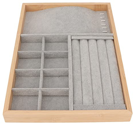 Insert de Tiroir à Bijoux, Plateau de PréSentation de Bijoux éLéGant à Triple Usage en Bois Doux au Toucher pour Collier, Bracelet, Bague