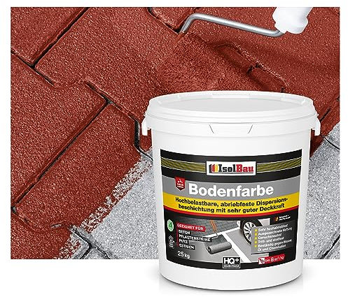 Isolbau Bodenfarbe - 25 kg - Boden- und Betonfarbe für Keller, Garage, Werkstatt - Wasserfeste Bodenbeschichtung für innen & außen - Rustikalrot (RAL)