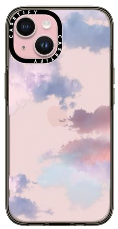 CASETiFY Kompakte Schutzhülle für iPhone 15 [Schlank/Schutz vor Stürzen aus 1,2 m Höhe/Kabelloses Laden] - Clouds - Transparent Schwarz