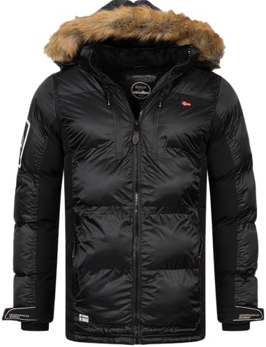 Geographical Norway Winter Jacke Parka Outdoorjacke Funktionsjacke Winterparka Steppjacke, Farbe:Schwarz, Größe:XXL
