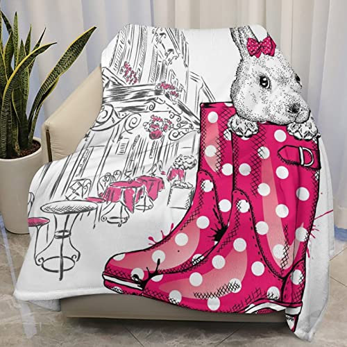 Gambo Honey Bunny in A Boot Überwurfdecke, leichte Flanell-Fleecedecken, warm und gemütlich, superweich, 76,2 x 101,6 cm, für Katzen und Hunde