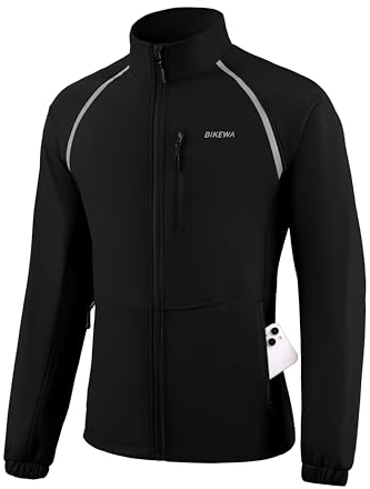 Bikewa Herren-Winter-Fahrradjacke, Thermojacke, warm, wasserabweisend, für Laufen, Fahrrad, Softshell-Windjacke, winddicht