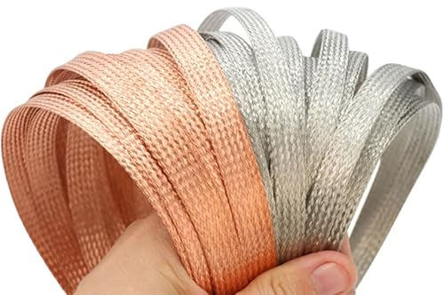COYOUCO 8/10/12Mm Tinned Copper Metal Braid Sleeving Flexible Shielding Wire Mesh Expandable Metal Sheath Screening Signal Wire,Tinned Copper 8mm 1meter