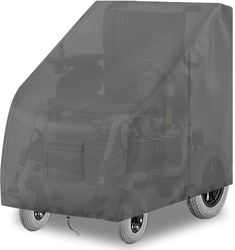 YBYHFAA Manuelle Rollstuhlabdeckung, 100% wasserdicht 600D Oxford Rollstuhl-Schutzhülle, Schwerlast Reißfest Abdeckung für Mobilitätsroller, geeignet für Rollstuhl, UV-Beständiges (Gray)
