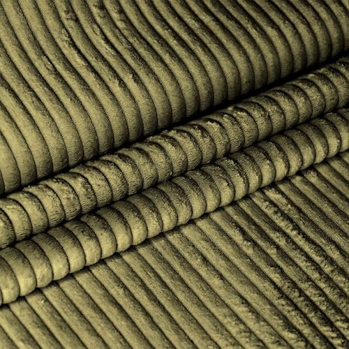 DreamRoots Cord Stoff Meterware Gewicht 380 g/m2 - Polsterstoff Cord Meterware 140 cm breit - Möbelstoff Meterware - Breitcord Meterware Dark Olive