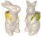 Goldbach 2 St. Hase mit Kiepe 13cm groß weiß, aus Keramik, Ostern Figur Osterhase Paar Set Osterdeko