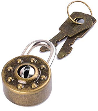 BYUTFA Vintage kleines rundes Schloss mit Schlüssel, Mini-Vorhängeschloss aus Metall für Wunschschloss für Tasche, Koffer, Gepäck, Tagebuch, Buch, Schmuckschatulle