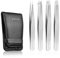 Upmore 4x Pinzette Set Edelstahl - Silbrig Augenbrauenpinzette Set Schere Pinzette, gerade schräge spitze Zupfpinzette Splitterpinzette Spitzpinzette für Frauen und Männer