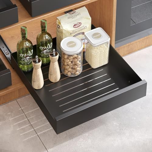 Kitstorack Ausziehbarer Schrank-Organizer, ausziehbare Schubladen, Aufbewahrung für Küchenschränke, robuste, ausziehbare Schublade, kein Bohre, 43 Tiefe x 40 Breite x 8 Höhe cm
