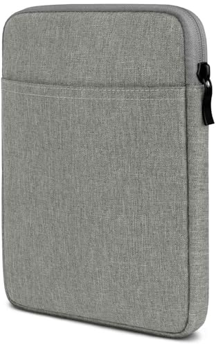 moex Tablet Hülle für Amazon Fire 7 (2022) Tasche mit Reißverschluss und Fach für Zubehör, Nylon Stoff Sleeve weich Gepolstert, Schutzhülle Minimalistisch Dash Case, Grau