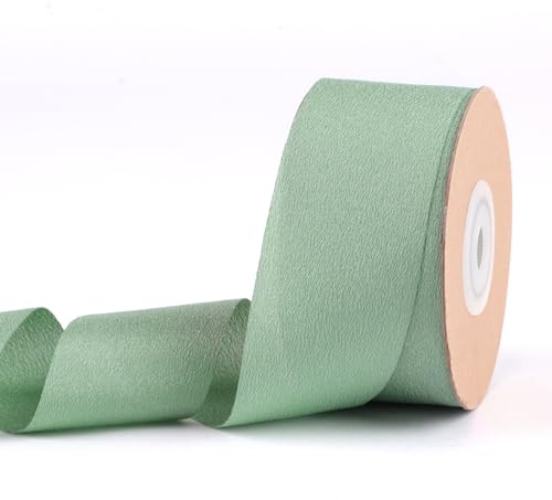 Schleifenband Grün, Geschenkband Grün, 38 mm Satinband Grün, Chiffonband Grün, Geschenkband Breit, Satinband Eukalyptus Grün, Satinbänder Stoff, Mintgrün Dekoband für Geschenk, Basteln, Hochzeit