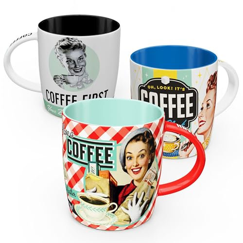 Nostalgic-Art Juego de 3 tazas de café retro de 330 ml, diseño vintage