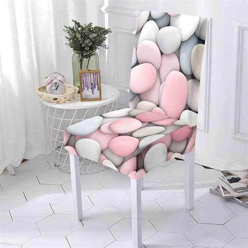 Hiseng 3D Drucken Stuhlhussen, Abnehmbare Waschbar Hussen für Stühle, Stuhlbezüge für Hotel, Restaurant, Küche, Partys Deko (Bunt,4 Stücke)