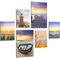 Novart Wandbilder Set See Berge Landschaft Sonnenuntergang - KEIN EXTRA RAHMEN BENÖTIGT - Modern Deko - Wohnzimmer Schlafzimmer Flur N029567a