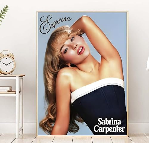 Sabrina Carpenter Themed Wall Art Prints - Wall Art Home Decor Gifts! Sabrina Singer Espresso Fan Art Sabrina Please Please Please Espresso Blue Print (A3)
