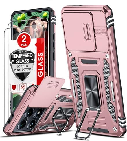 LeYi Hülle für Xiaomi 14T Pro 5G Handyhülle [2 Displayschutz Folie] Kammeraabdeckung Schutzhülle Outdoor Fallschutz Cover Metallständer Halter Fallschutz Handy Hüllen Xiaomi 14 T Pro 5 G Case Rosa