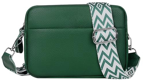 Clufar Umhängetasche Damen Klein Tasche Damen Umhängetasche Leder Grün Crossbody Bag Damen-umhängetaschen Damenhandtasche mit 3 Fächern Festival Geschenk Elegante Moderne Handtasche Green