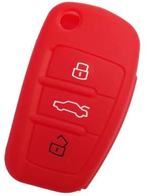 XEBRAD Silicone Car Key Cover Fold Flip Remote Keychain Case Fob, for Audi, a1 a3 a4 a5 a6 a7 a8 r8 Tt s5 s6 s7 s8 Sq5 q5 q7 Rs5 car key shell(Red)