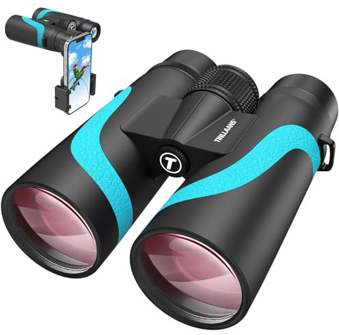 15x55 UHD Binoculars for Adults High Powered with Phone Adapter - Large View, BAK4 Prism, Waterproof, Lightweight for Bird Watching, Hunting, Cruise, Travel, Camping (Blue)