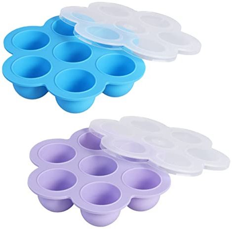 KOMBIUDA Gefriertablett Für Babynahrung 2 Wiederverwendbare Aufbewahrungsbehälter Lebensmittelaufbewahrungstablett Mit Deckel Aus Hartplastik