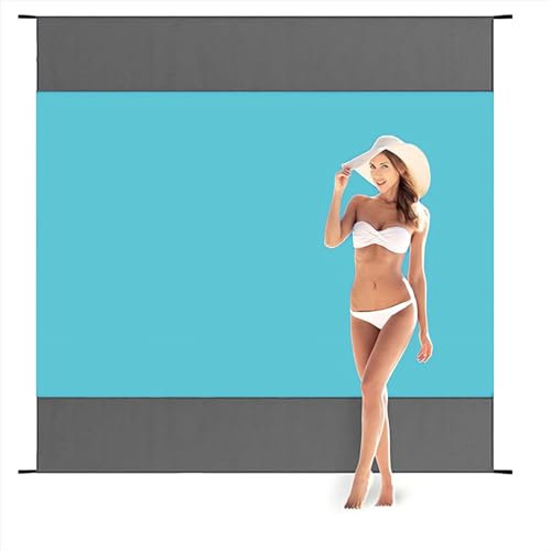 Tel Charme * Strandtuch Handtuch Groß 210x200cm Stranddecke Wasserdicht Sanddicht Schnelltrocknend Strandmatte, Strandunterlage mit 4 Heringen für Strand, Campen, Picknick, Reisen